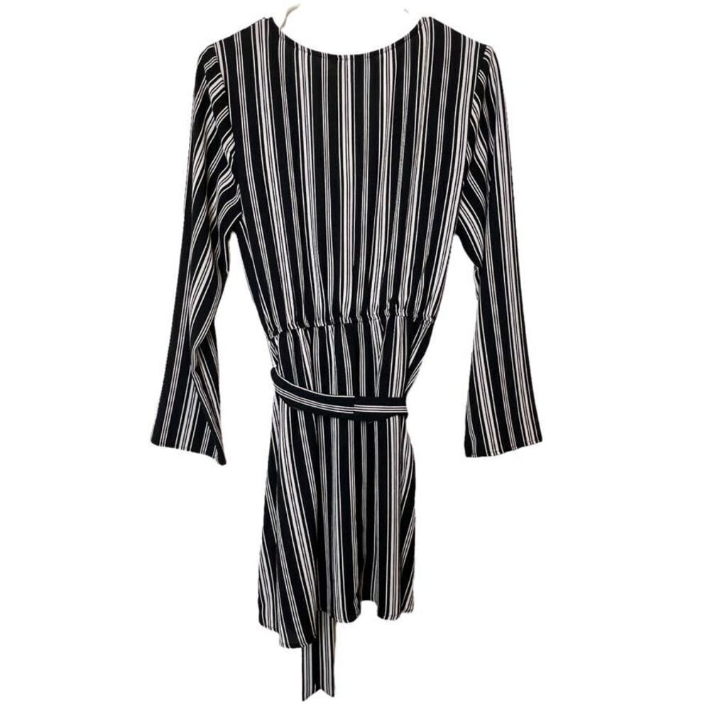 Speechless Striped Faux Wrap Mini Dress Large - Picture 6 of 6